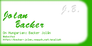 jolan backer business card